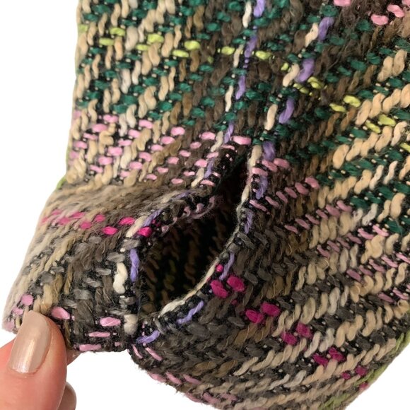 Kasper Plaid Tweed Jacket Womens SZ 14 Green & Pink Acrylic Blazer Open Front - Picture 5 of 9